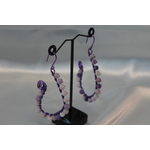 Boucle dOreille Fil Aluminium Violet et Perles dAgate Violette Craquelées (2)
