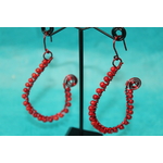 Boucle dOreille Fil Aluminium Rouge et Perles de Corail Rouge (6)