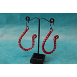 Boucle dOreille Fil Aluminium Rouge et Perles de Corail Rouge (4)