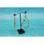 Boucle d'Oreille Fil Aluminium Vert et Perles de Fluorine Verte (5)