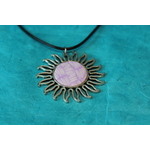 Collier Coton Ciré Noir Support Soleil et Polymere Blanche et Parme (3)