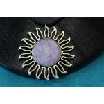 Collier Coton Ciré Noir Support Soleil et Polymere Blanche et Parme (5)