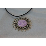 Collier Coton Ciré Noir Support Soleil et Polymere Blanche et Parme (6)