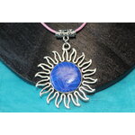 Collier Coton Ciré Rose, Support Soleil et Polymere Tons Bleus et Rose (3)