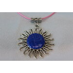 Collier Coton Ciré Rose, Support Soleil et Polymere Tons Bleus et Rose (6)