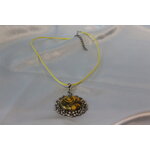 Collier Coton Ciré, Support Couronne de Fleurs et Polymère Or et Argent Métallisés (4)