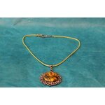 Collier Coton Ciré, Support Couronne de Fleurs et Polymère Or et Argent Métallisés (3)
