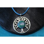 Collier Coton Ciré Bleu, Support Arbre de Vie et Polymère Multicolores (2)