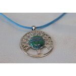 Collier Coton Ciré Bleu, Support Arbre de Vie et Polymère Multicolores (5)