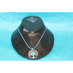 Collier Coton Ciré Bleu, Support Arbre de Vie et Polymère Multicolores
