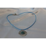 Collier Coton Ciré Bleu, Support Arbre de Vie et Polymère Multicolores (4)