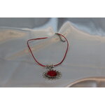Collier Coton Ciré Rouge, Support Soleil et Polymère Rouge (4)