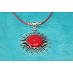 Collier Coton Ciré Rouge, Support Soleil et Polymère Rouge (2)