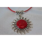Collier Coton Ciré Rouge, Support Soleil et Polymère Rouge (5)