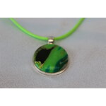 Collier Coton Ciré Vert Anis, Support Rond et Polymère Multicolores (5)