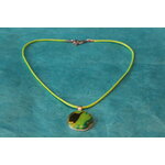 Collier Coton Ciré Vert Anis, Support Rond et Polymère Multicolores (3)