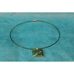 Collier Filin, Support Carré et Polymere Marbrures Multicolores (5)