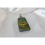 Collier Filin et Pendentif Trapèze Marbré Or et Vert (2)