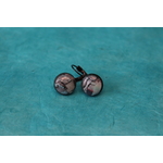 Boucle d'Oreille Support Dormeuse  et Pâte polymère Couleur Vert et gris (2)