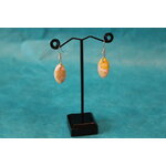 Boucle d'Oreille Ovale Pâte Polymère Jaune et Blanche (3)