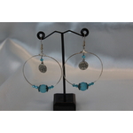 Boucle dOreille Créole et Perles Bleus (2)