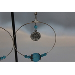Boucle dOreille Créole et Perles Bleus (3)