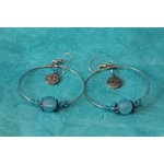 Boucle d'Oreille Créole et Perles Bleus (4)