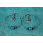 Boucle dOreille Créole et Perles Bleus (5)