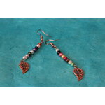 Boucle dOreille Perles Imitations de Perles de Culture et 1 Gems Feuille (3)