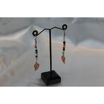Boucle dOreille Perles Imitations de Perles de Culture et 1 Gems Feuille