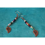 Boucle d'Oreille Perles Imitations de Perles de Culture et 1 Gem's Feuille (4)