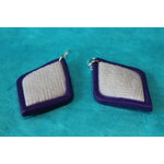 Boucle d'Oreille Losange Pâte Polymèere Violette et Blanc Nacré (4)
