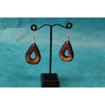 Boucle d'Oreille Goutte d'eau Creux-Pâte polymère Noir, Marron, Jaune et Rouge Craquelés (6)