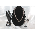 Parure Perles Rocailles-Couleurs Aubergine et Argent (10)