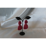 Boucles dOreilles- Pâte Polymère Couleur Margenta- Décalcomanie Marbrure (4)
