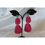 Boucles dOreilles- Pâte Polymère Couleur Margenta- Décalcomanie Marbrure (5)