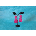 Boucles dOreilles- Pâte Polymère Couleur Margenta- Décalcomanie Marbrure