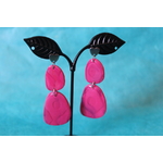 Boucles dOreilles- Pâte Polymère Couleur Margenta- Décalcomanie Marbrure (2)
