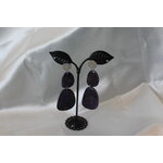 Clous dOreille Acier Inoxydable-Pâte Polymère Violette-Décalcomanie Fleurs (3)