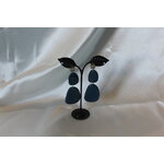 Clous dOreille Acier Inoxydable-Pâte Polymère Bleu-Décalcomanie Réflets Spirales