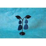Clous d'Oreille Acier Inoxydable-Pâte Polymère Bleu-Décalcomanie Réflets Spirales (4)