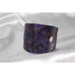 Barette Chignon- Pâte Polymère Violette- Décalcomanie Motif Floral (2)