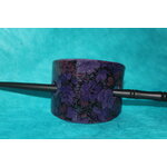 Barette Chignon- Pâte Polymère Violette- Décalcomanie Motif Floral (4)