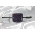 Barette Chignon- Pâte Polymère Violette- Décalcomanie Motif Floral