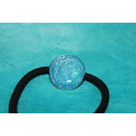 Elastique à Cheveux-Resine UV Pailletée- Bleu Turquoise (2)