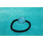 Elastique à Cheveux-Resine UV Pailletée- Bleu Turquoise
