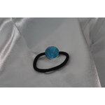 Elastique à Cheveux-Resine UV Pailletée- Bleu Turquoise (5)