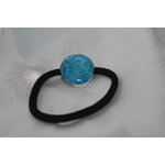 Elastique à Cheveux-Resine UV Pailletée- Bleu Turquoise (6)