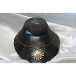 Collier-Acier-Argente-Soleil-Polymere-Orange-Blanc