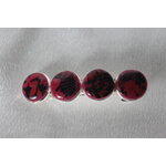 Barette Support Argenté-Déco Pâte Polymère-Couleur Framboise-Décalcomanie Motif  Fleurs (2)